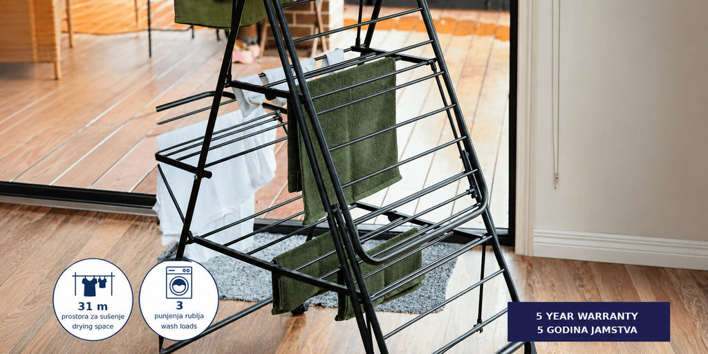 Hills Premium 2 Tier Drying Rack partially opened for a smaller laundry load.