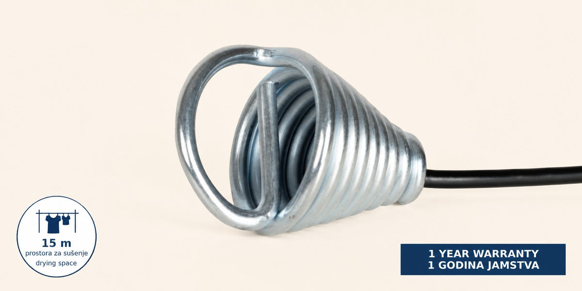 Hills Cordomatic Retractable Clothesline with 15 m drying line in black close-up of the metal line hook.