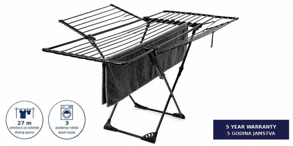 Hills Premium Extendable Drying Rack fully open in a clear product view.