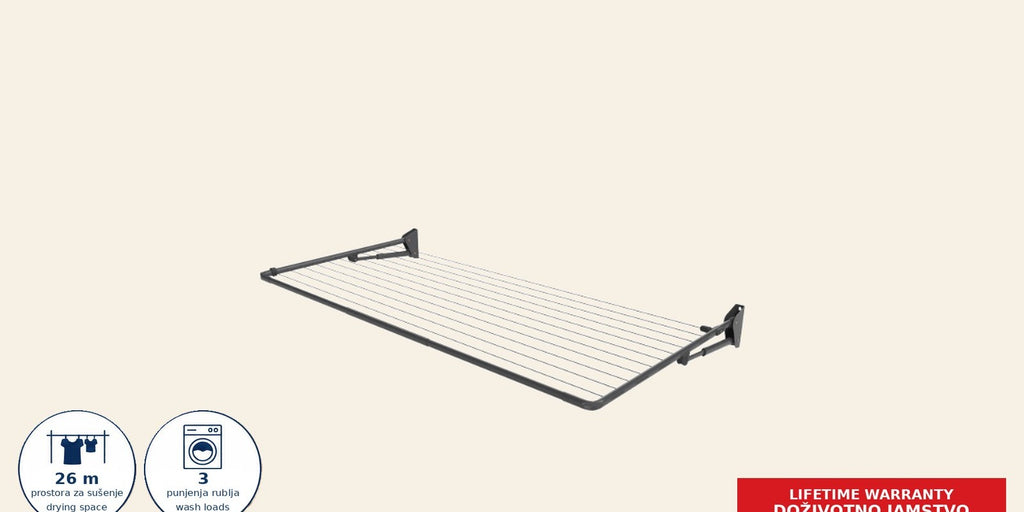 Hills Single Folding Frame Clothesline fully open in a warm studio product view.