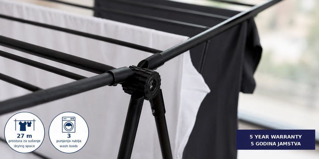 Hills Premium Extendable Drying Rack close-up of the support arm and folding mechanism.