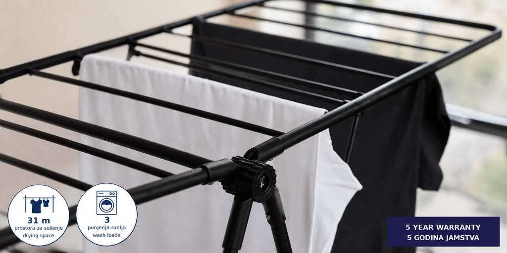 Hills Premium 2 Tier Drying Rack close-up of the folding hinge and frame connection.