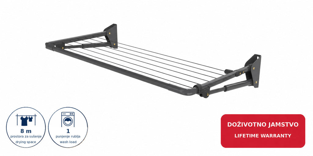 Hills Mini Folding Frame Clothesline fully open in a clear studio product view.