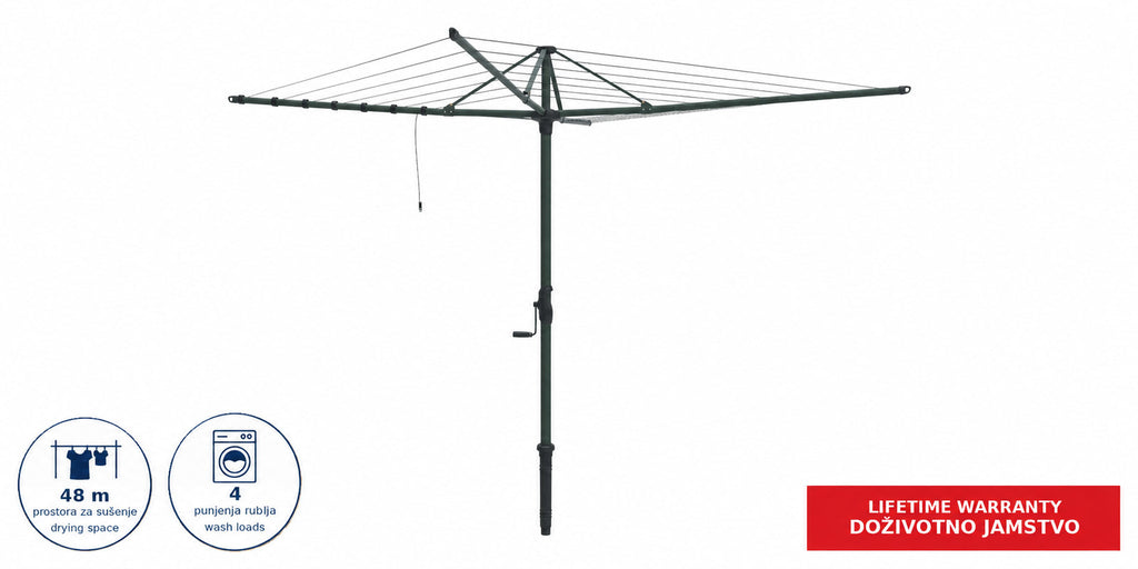 Hills Rotary 7 clothesline in Monument fully open in a clear product view.